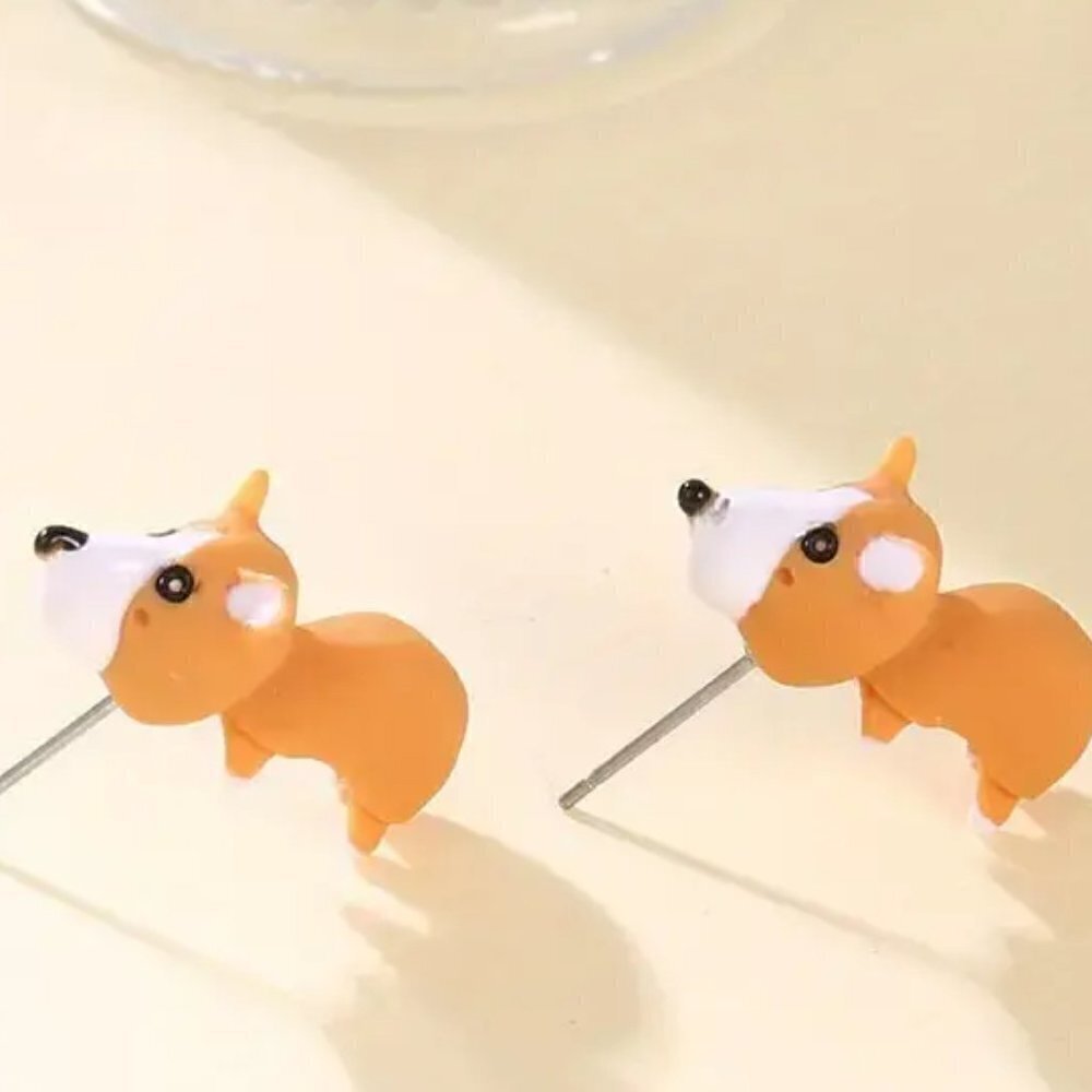 Cartoon 'Corgi' Stud Earrings - Picture 2 of 3
